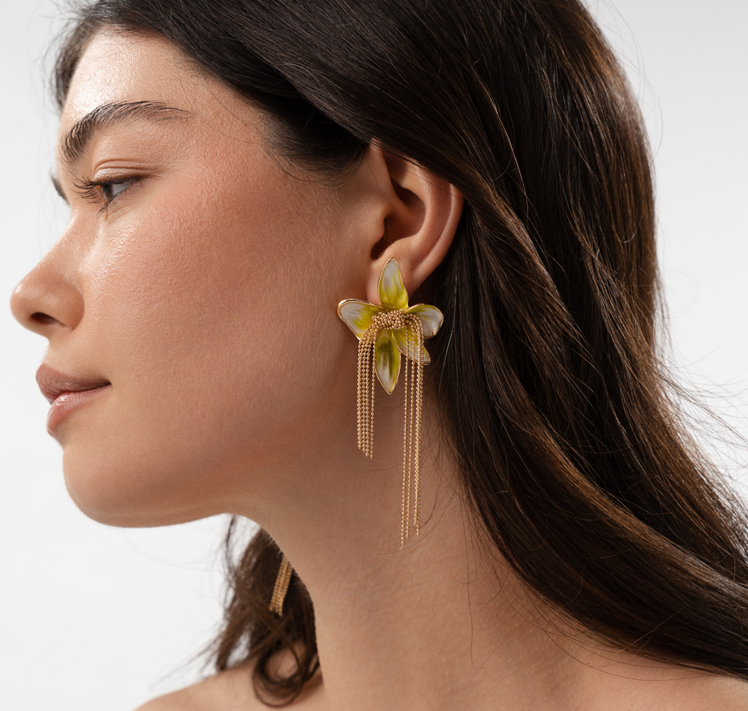 Серьги Мармалато, цвет золото-зеленый #2