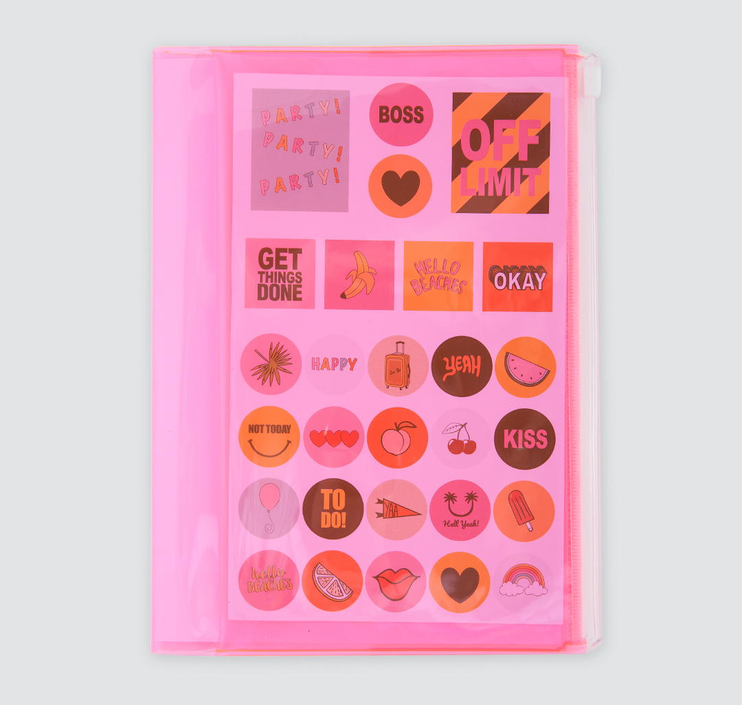 Блокнот с наклейками Мармалато, цвет Неоновый розовый-мультиколор #1