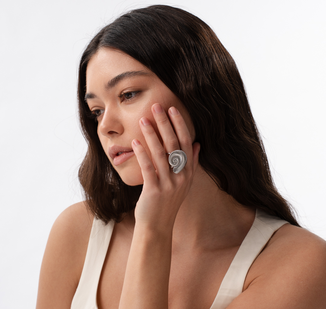 Кольцо Мармалато, цвет белое серебро #3