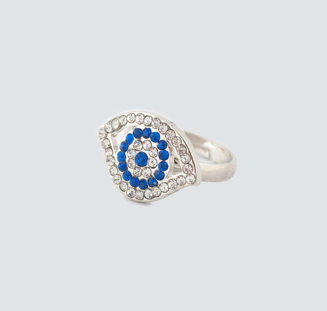 Кольцо Мармалато, цвет Серебро-синий #1