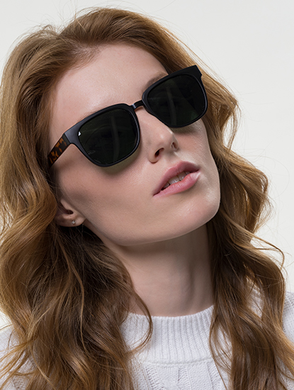 Очки солнцезащитные с поляризацией матовые черные-коричневые