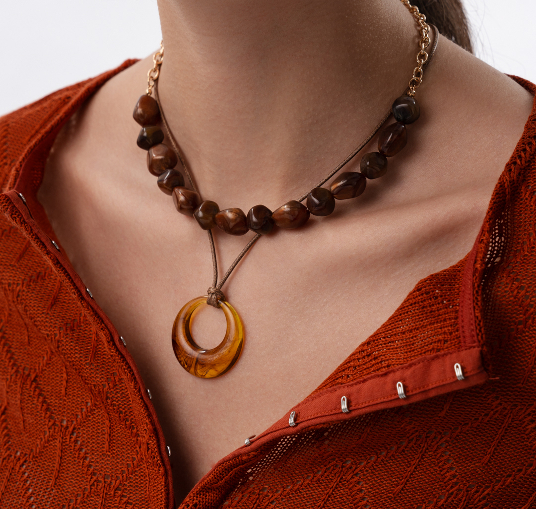 Набор колье (2 шт) Мармалато, цвет коричневый-золото #3