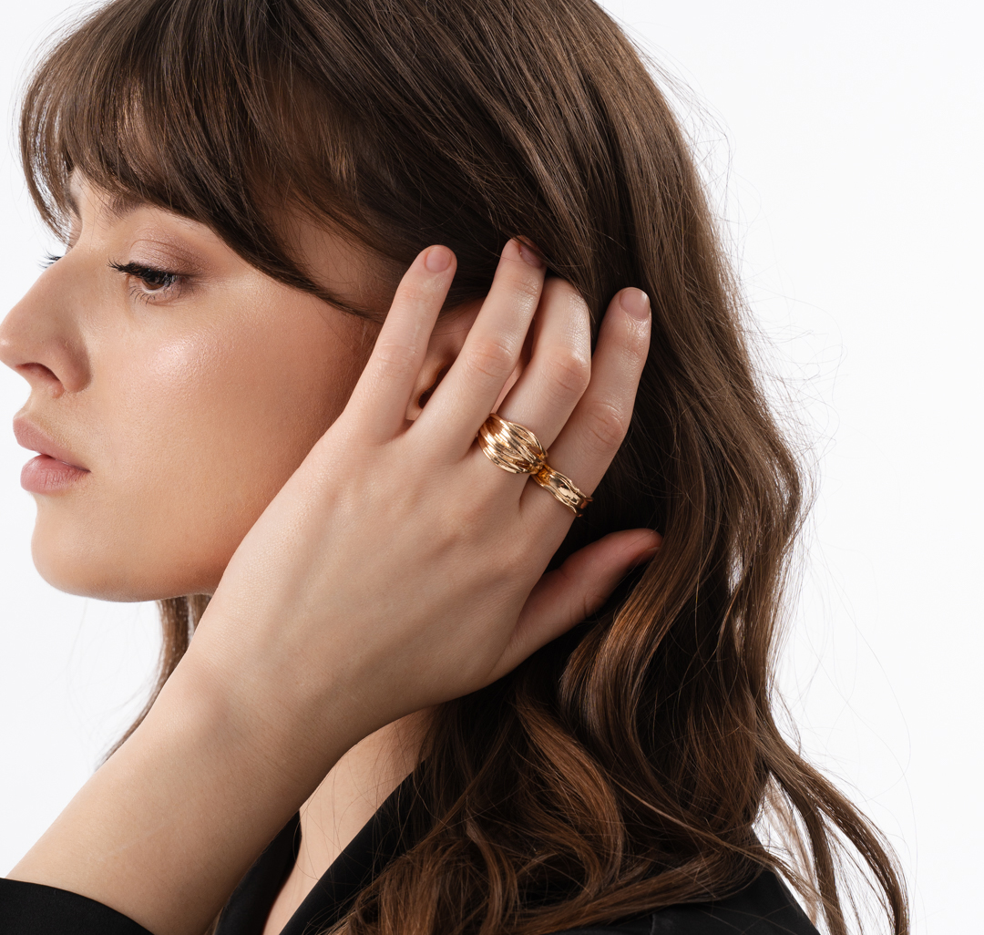 Набор колец (2 шт) Мармалато, цвет Золото #3