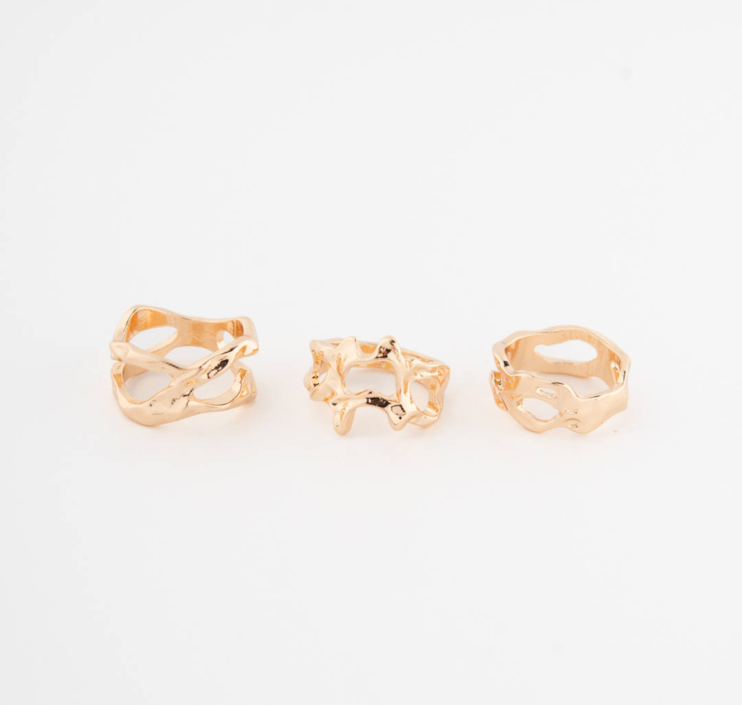 Набор колец (3 шт) Мармалато, цвет Золото #1