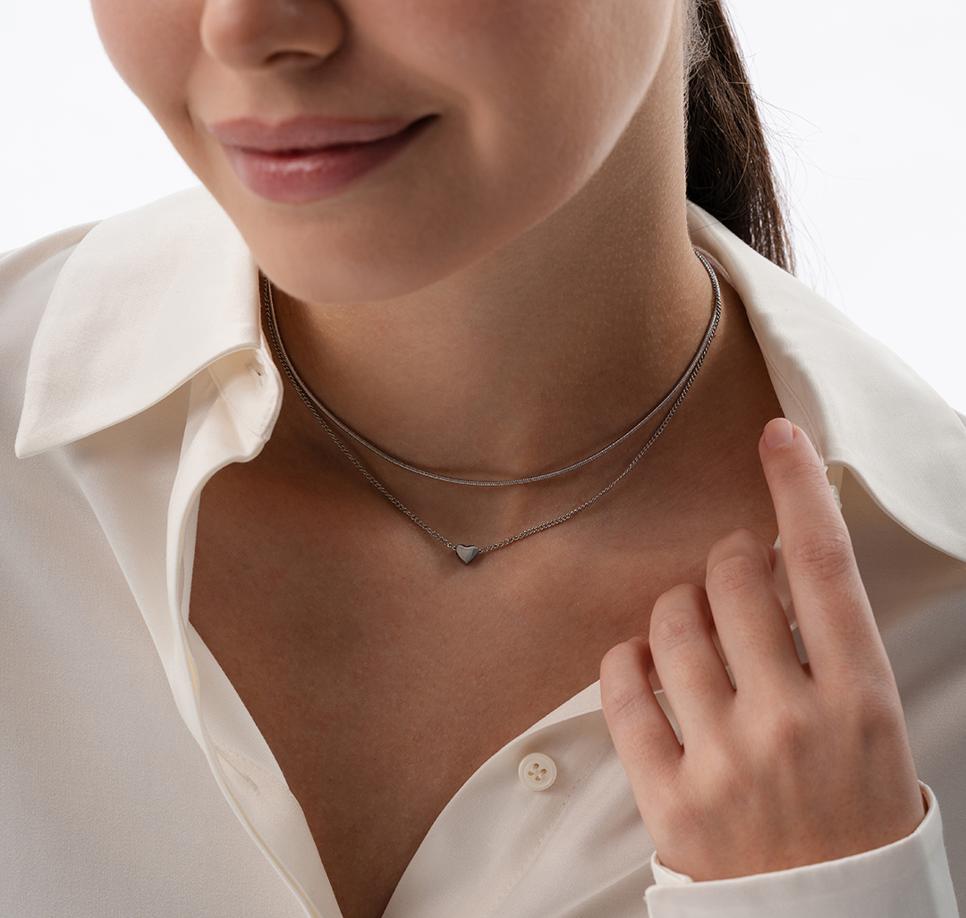 Набор колье (2шт) Мармалато, цвет серебро #6