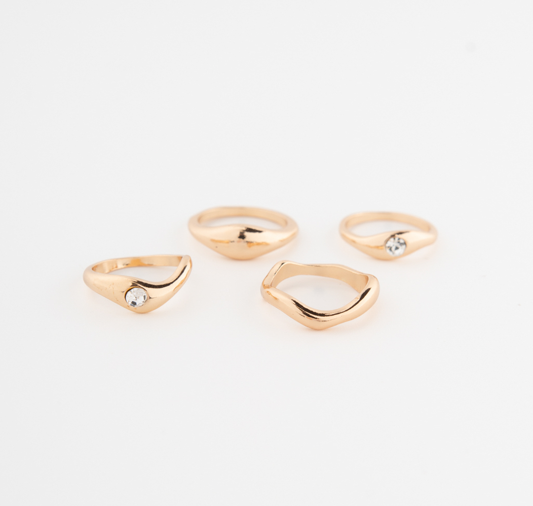 Набор колец (4 шт) Мармалато, цвет Золото-прозрачный #1