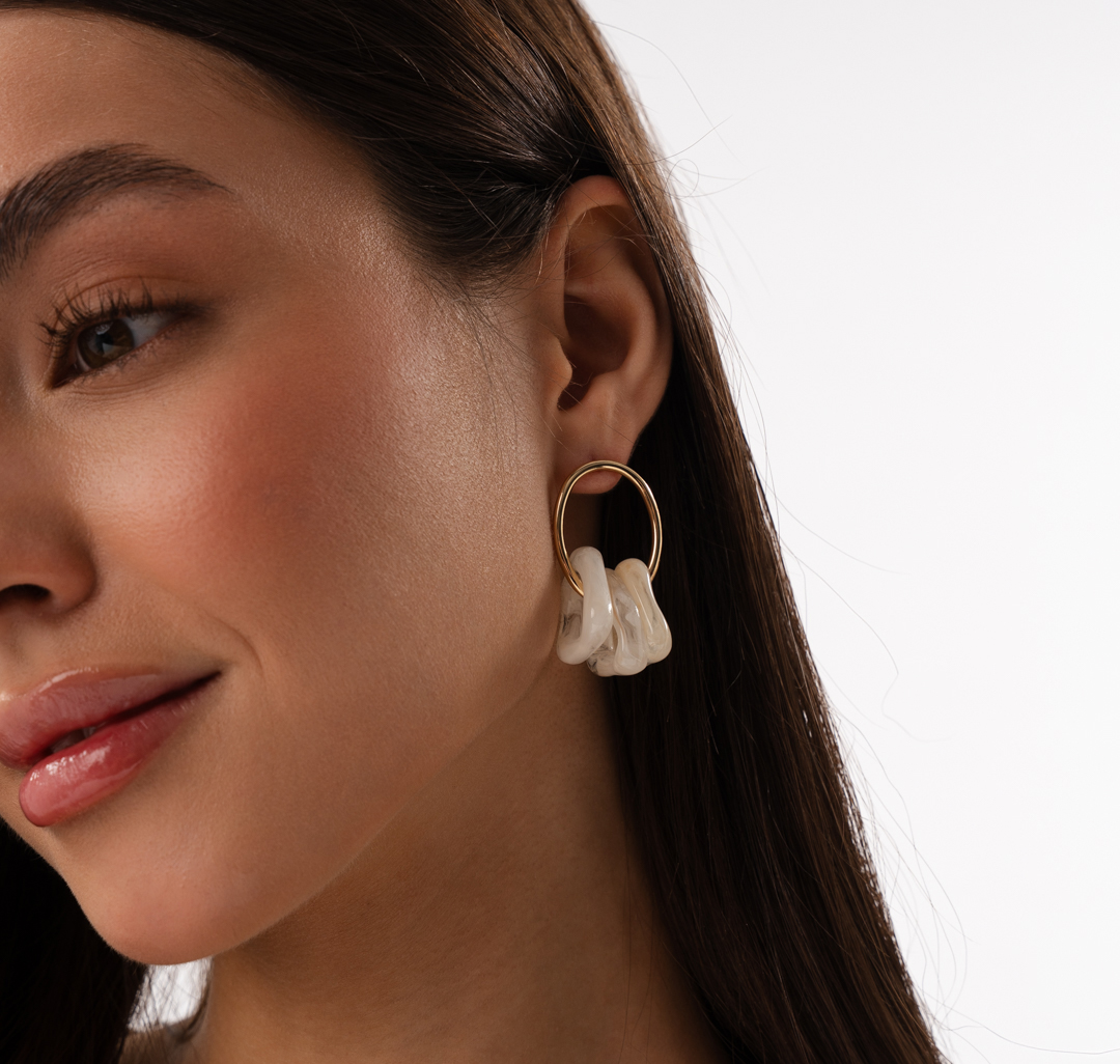 Серьги Мармалато, цвет бежевый-золото #1