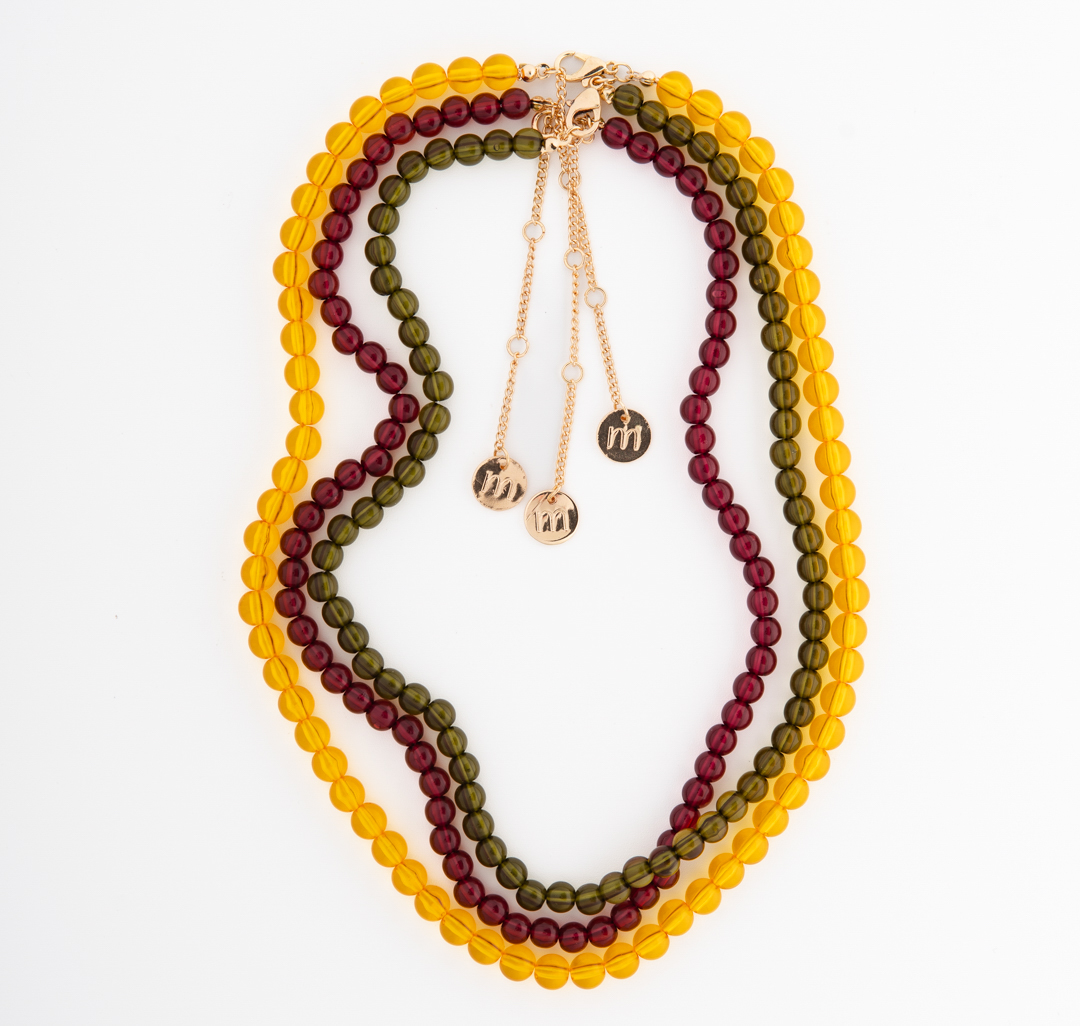 Набор колье (3 шт) Мармалато, цвет винный-зеленый-желтый #4