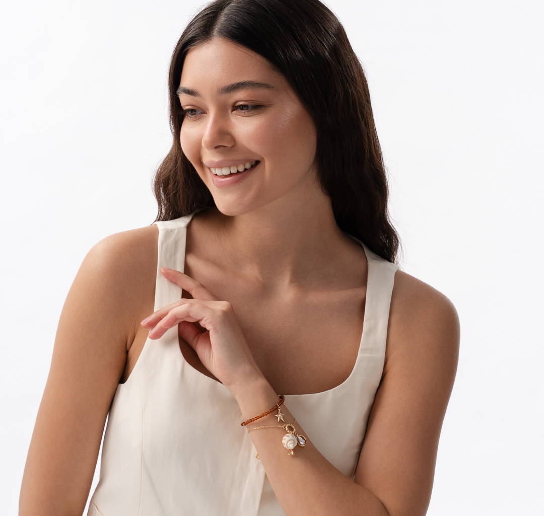 Набор браслетов (2 шт) Мармалато, цвет золото-коричневый-мультиколор #1