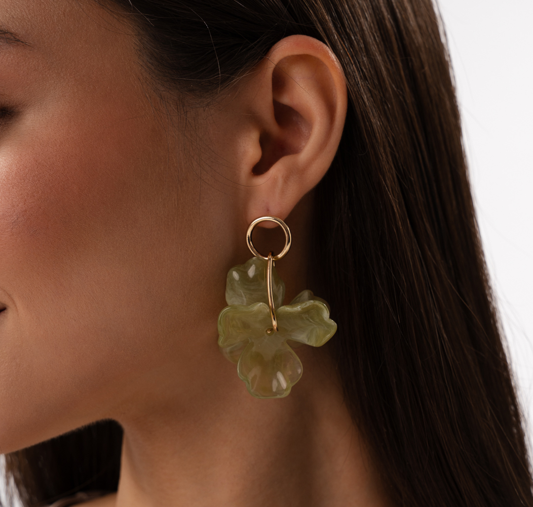 Серьги Мармалато, цвет светло-зеленый-золото #1