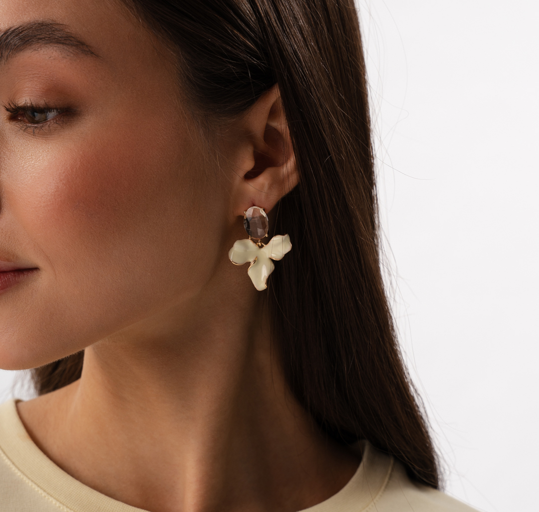 Серьги Мармалато, цвет молочный-золото-прозрачный #1