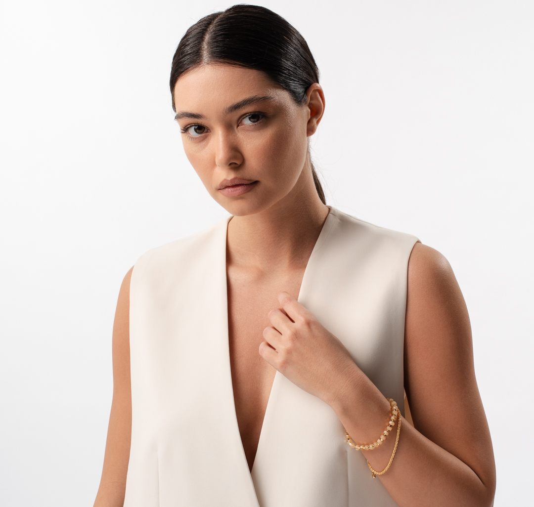 Набор браслетов (2 шт) Мармалато, цвет бежевый-золото #2