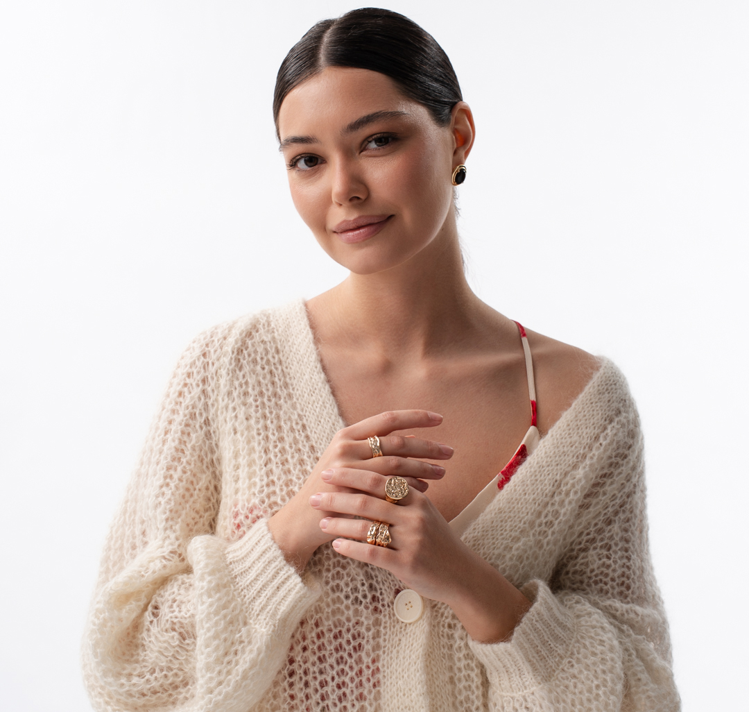 Набор колец (4 шт) Мармалато, цвет золото #3