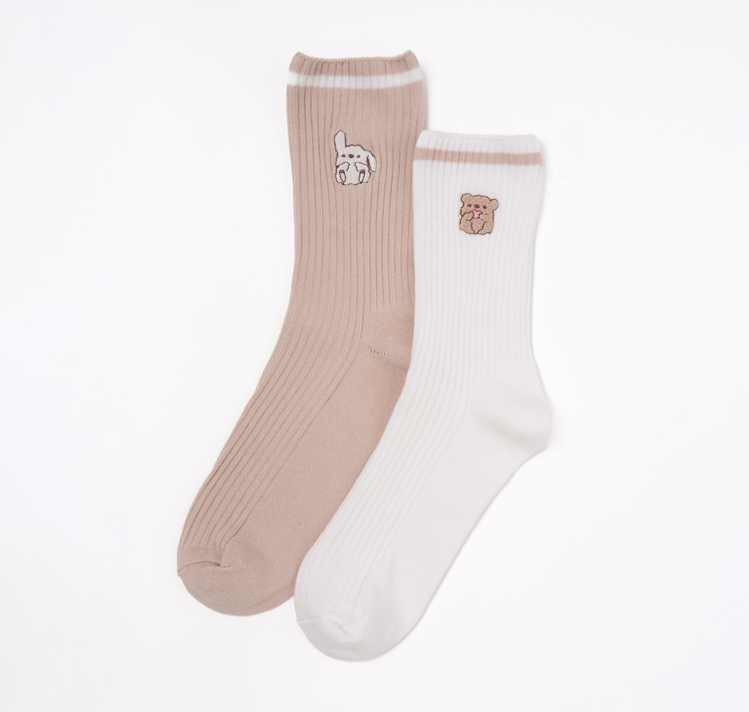 Носки (2 пары) Мармалато, цвет белый-бежевый-розовый #1