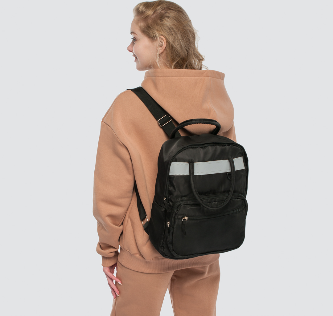 Рюкзак женский текстильный Мармалато, цвет Черный-серый #2