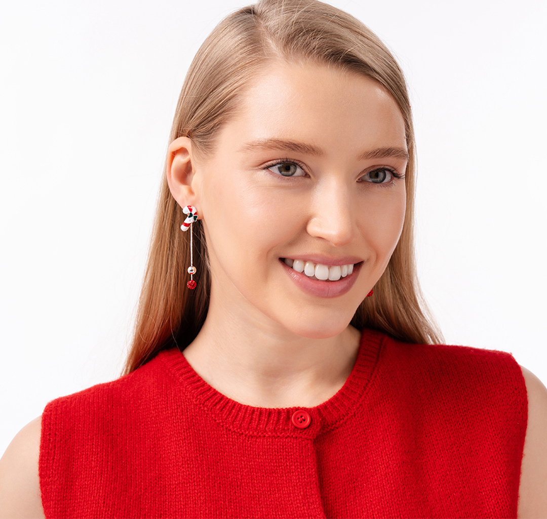 Серьги Мармалато, цвет белый-красный-белое серебро #3