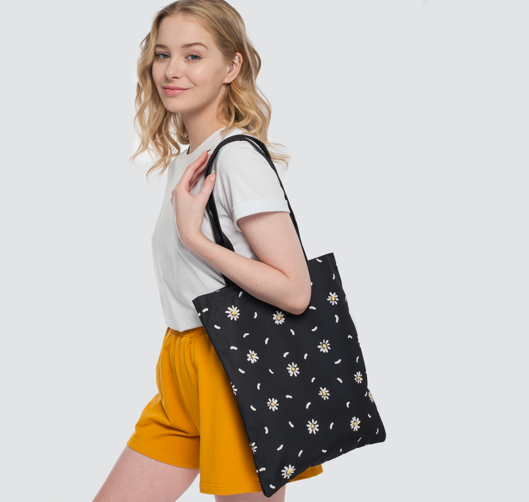 Женская текстильная сумка-шоппер Мармалато, цвет Черный-белый-желтый #2