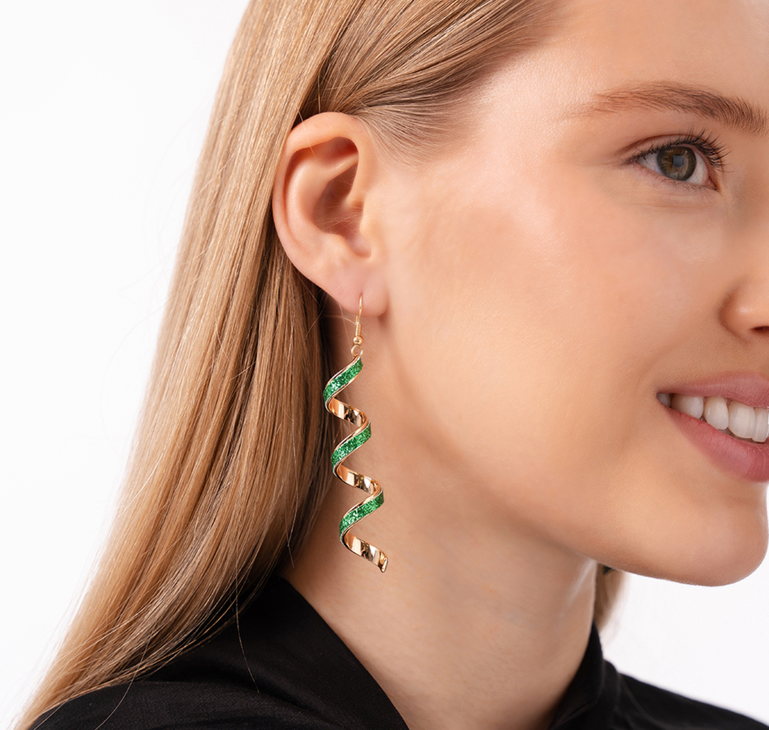 Серьги Мармалато, цвет Зеленый-золото #3