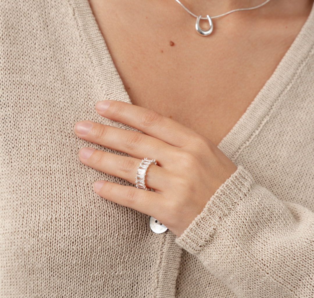 Кольцо Мармалато, цвет белое серебро-прозрачный #3