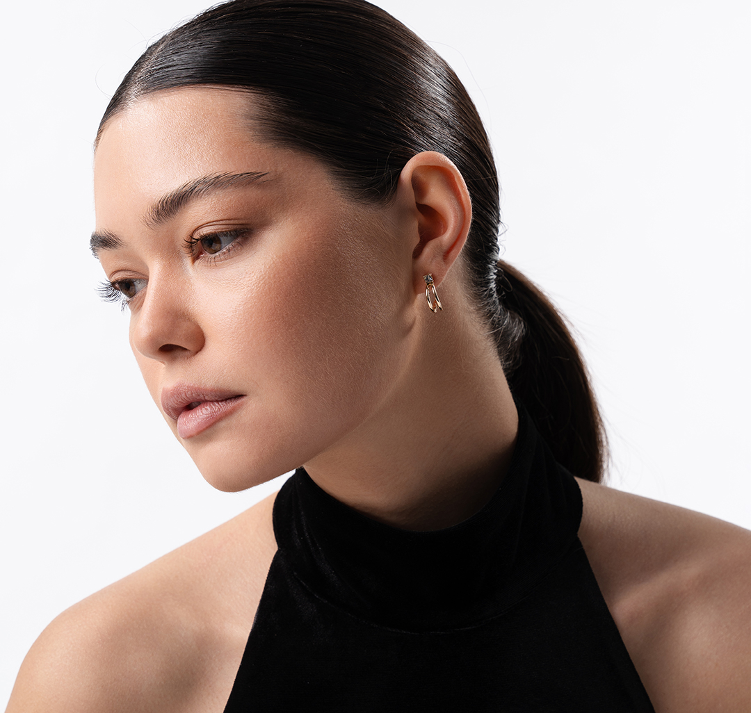 Набор серег (6 пар) Мармалато, цвет золото-прозрачный-жемчуг #8