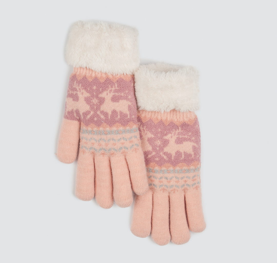 Женские перчатки пудрового цвета Мармалато, цвет Пудровый-мультиколор #1