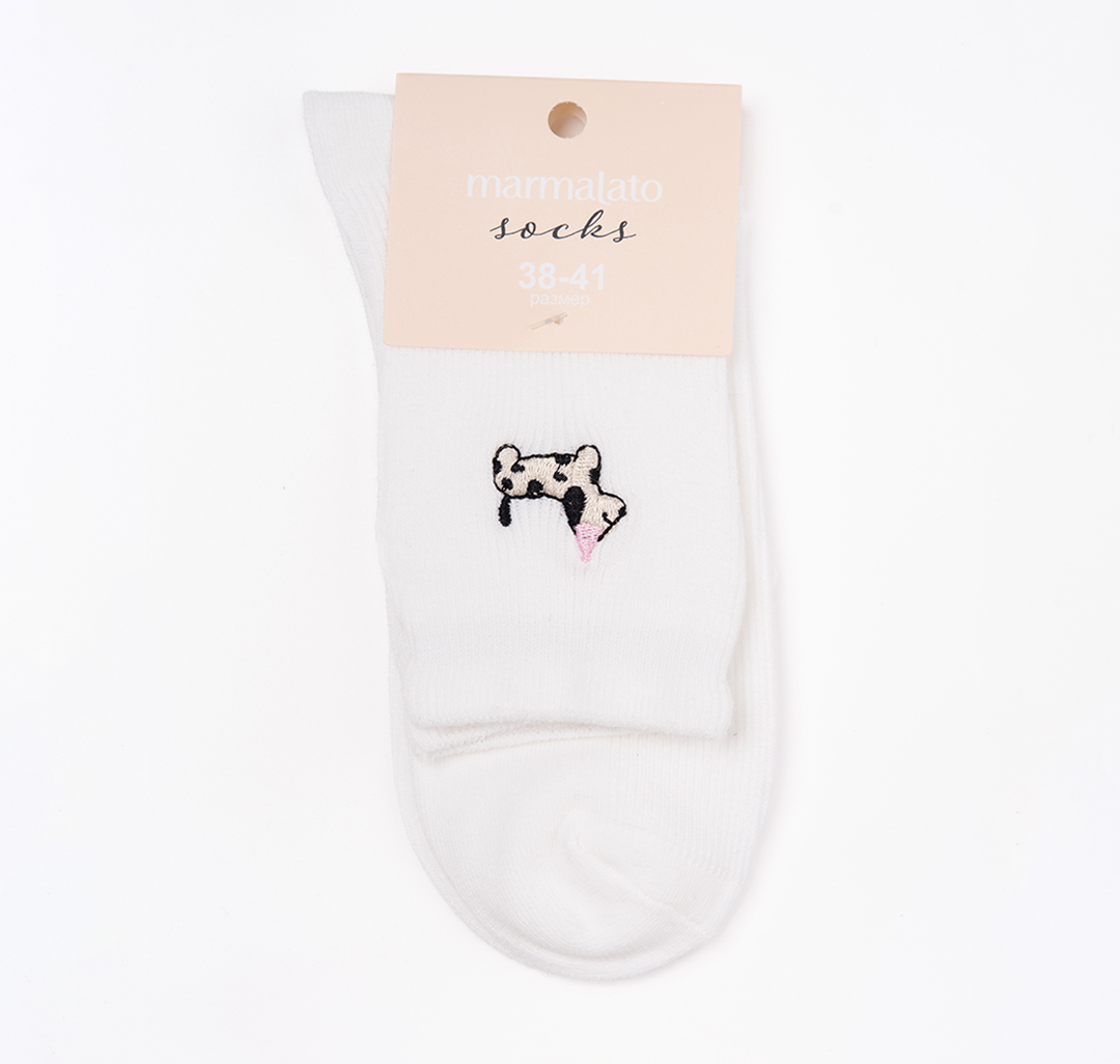 Носки (1 пара) Мармалато, цвет белый-черный-розовый #5