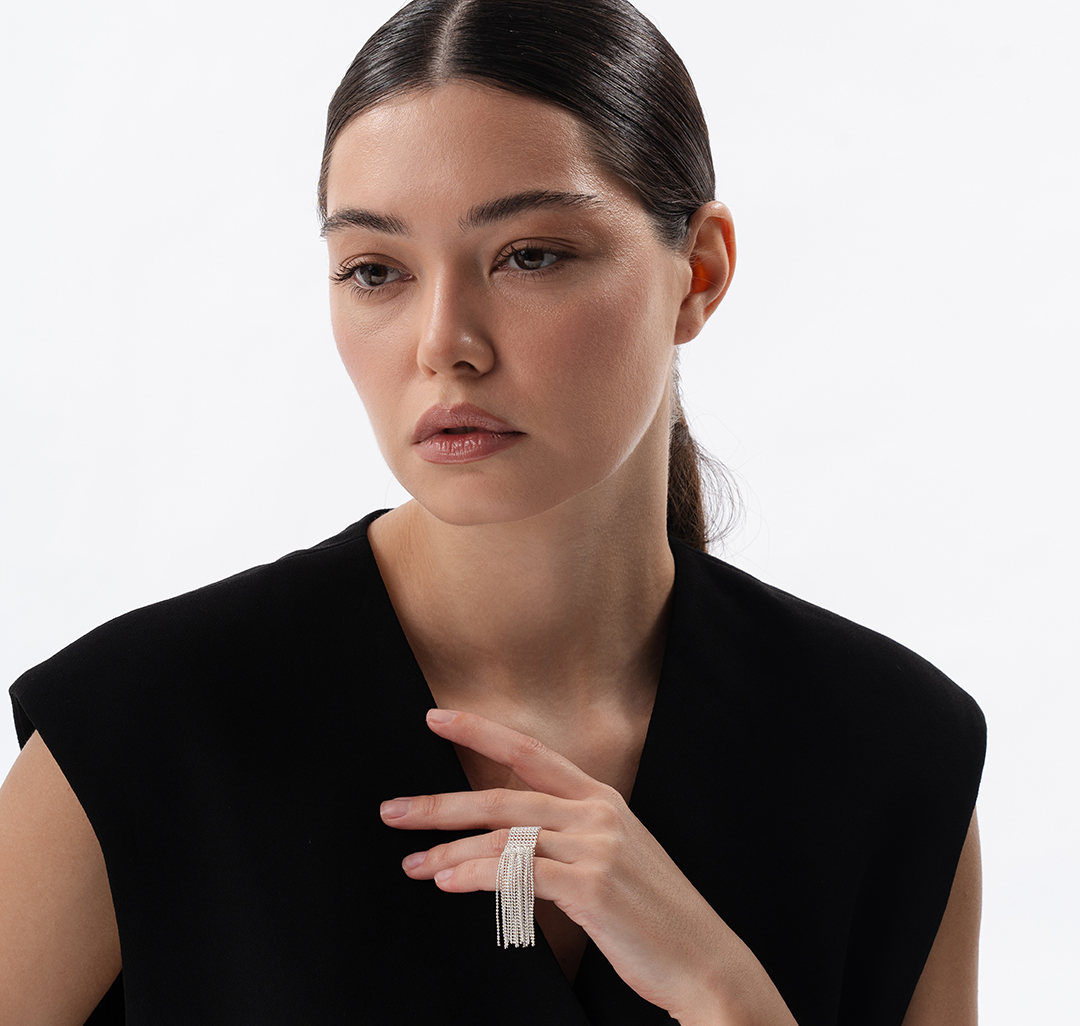 Кольцо Мармалато, цвет белое серебро #2