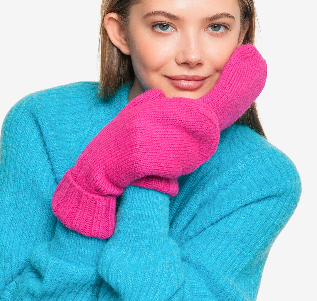 Женские однотонные варежки рукавицы Мармалато, цвет Фуксия #2