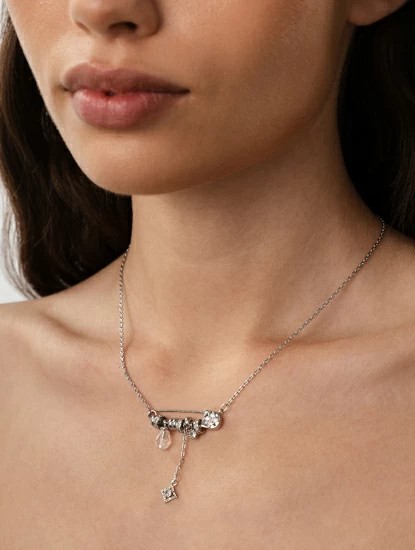 Колье 1235-206 155797 цвет белое серебро-прозрачный