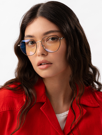 Очки имиджевые черные-серебро