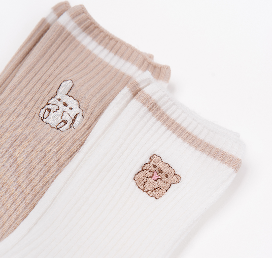 Носки (2 пары) Мармалато, цвет белый-бежевый-розовый #4