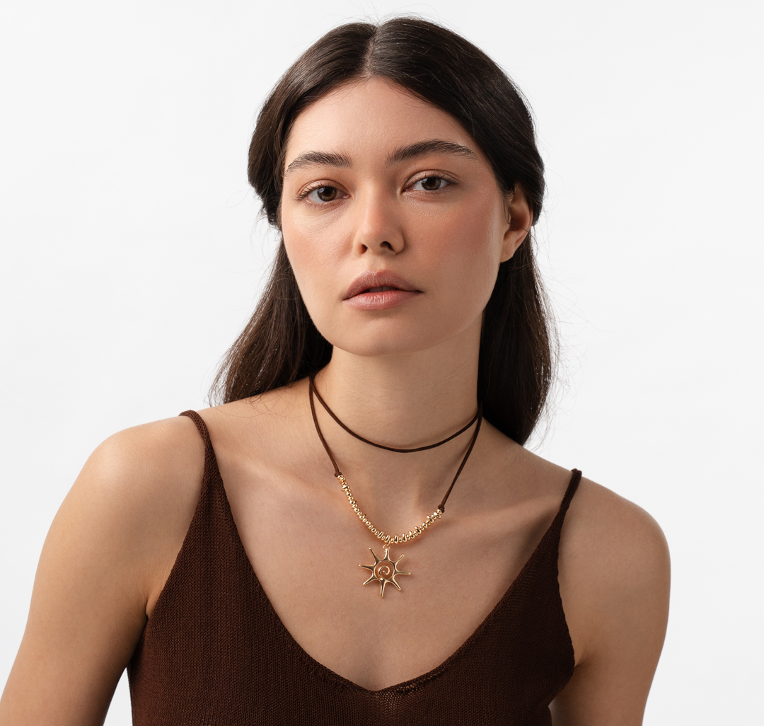 Набор колье (2 шт) Мармалато, цвет коричневый-золото #3