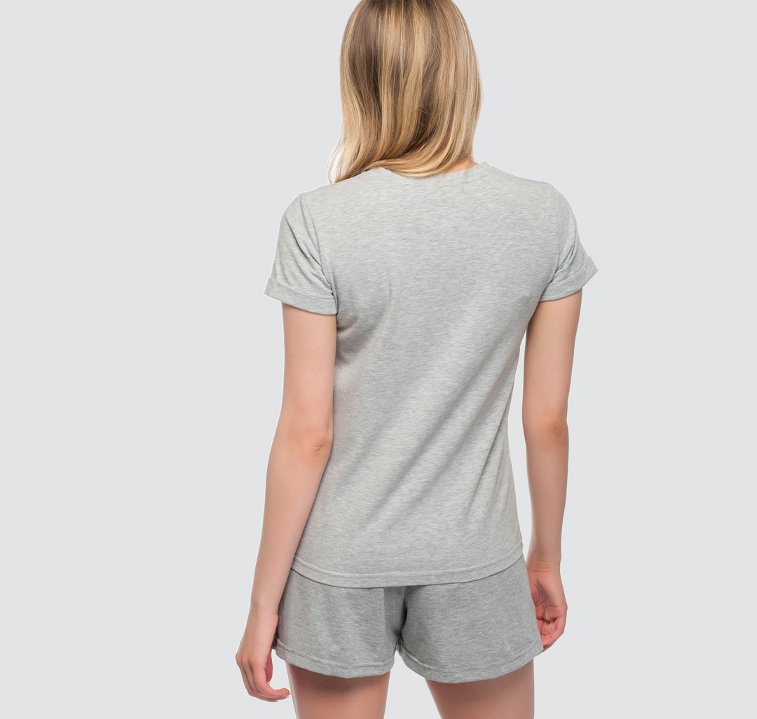 Женская футболка с принтом Мармалато, цвет Серый меланж-черный #4