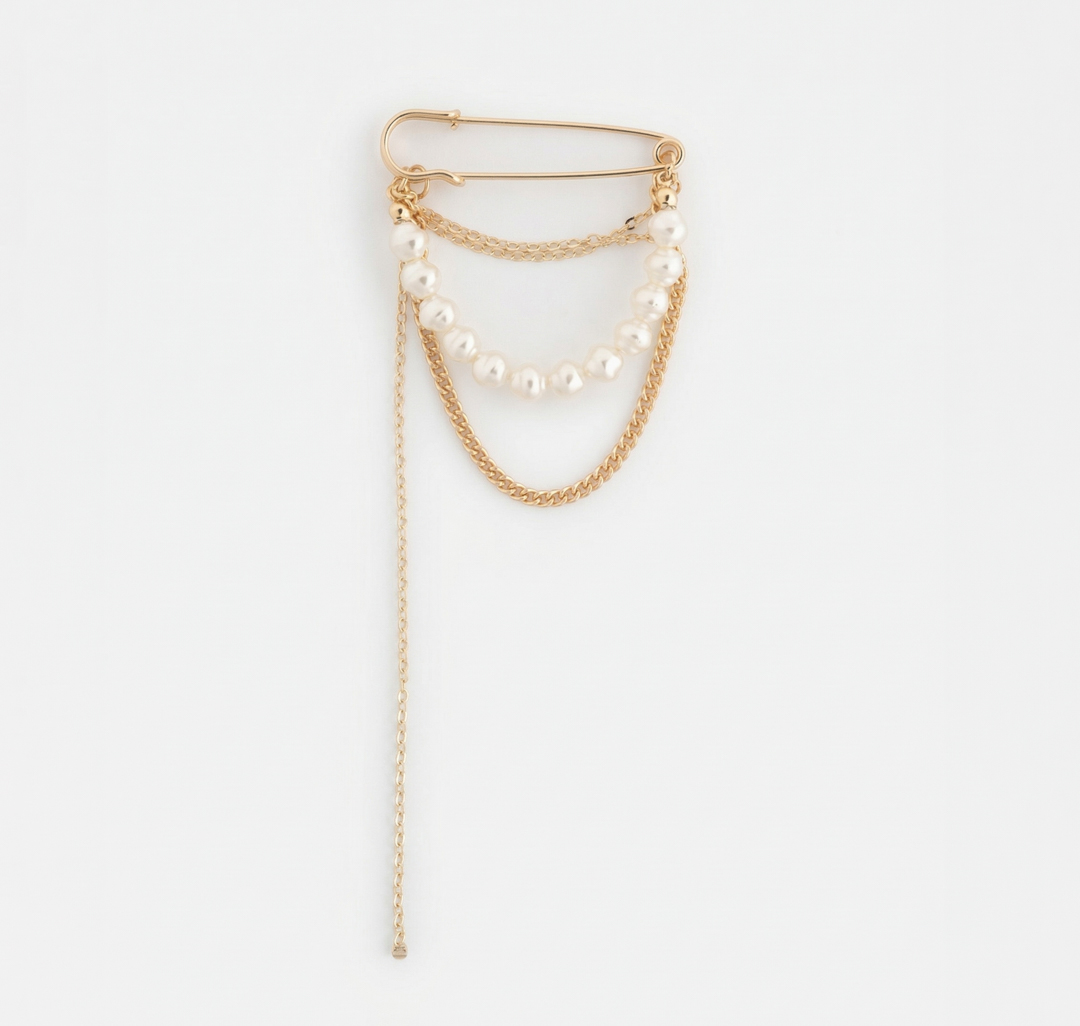 Брошь Мармалато, цвет золото-белый жемчуг #3