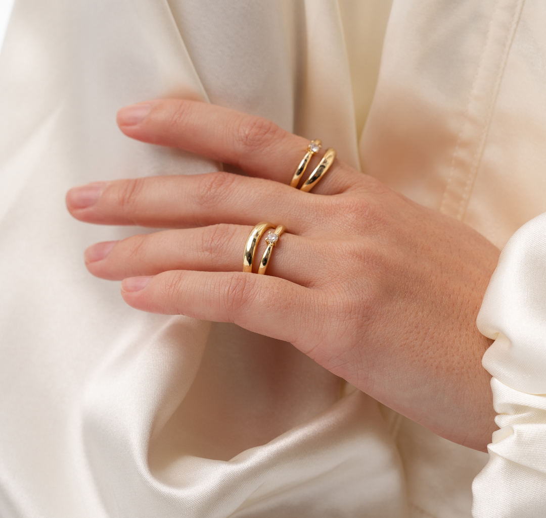 Набор колец (2 шт) Мармалато, цвет золото-прозрачный #2