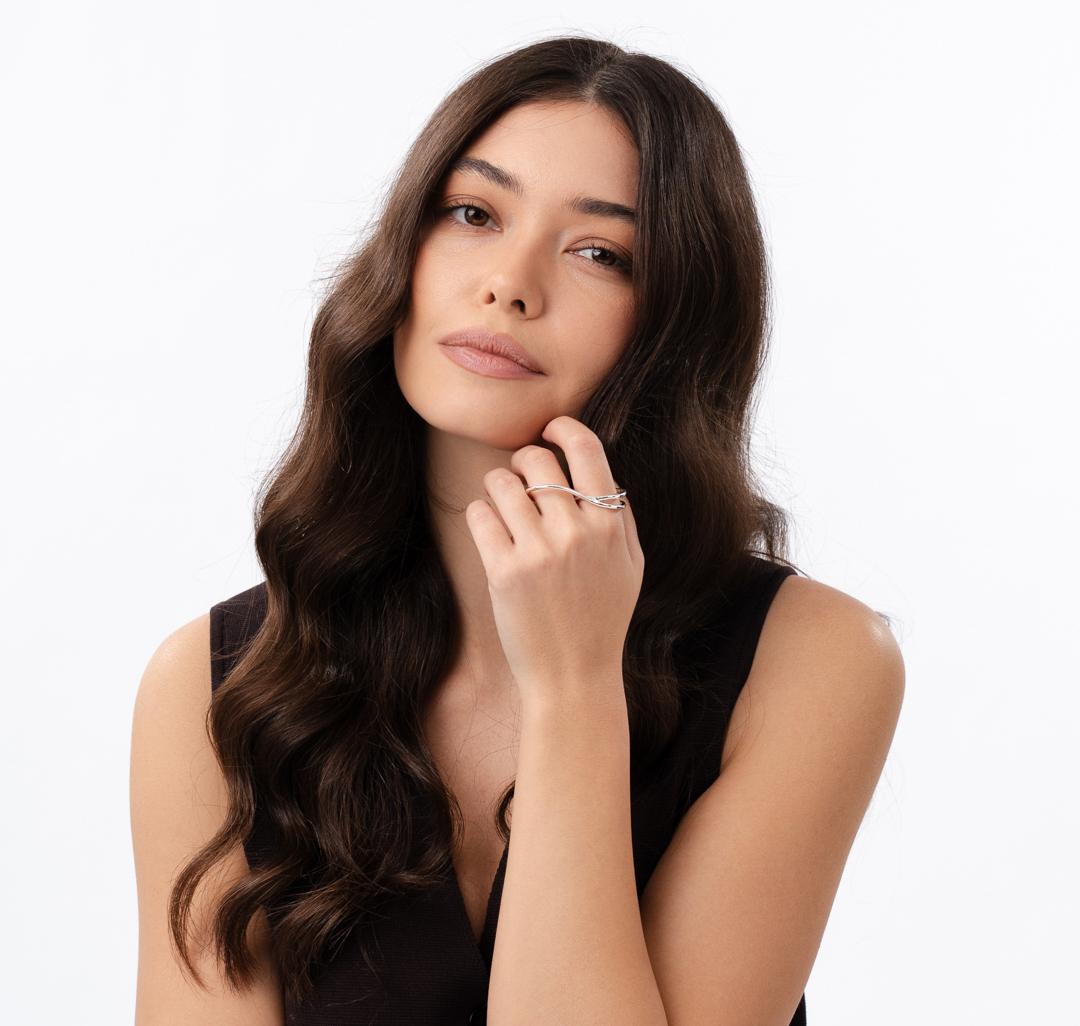 Кольцо Мармалато, цвет Белое серебро #2