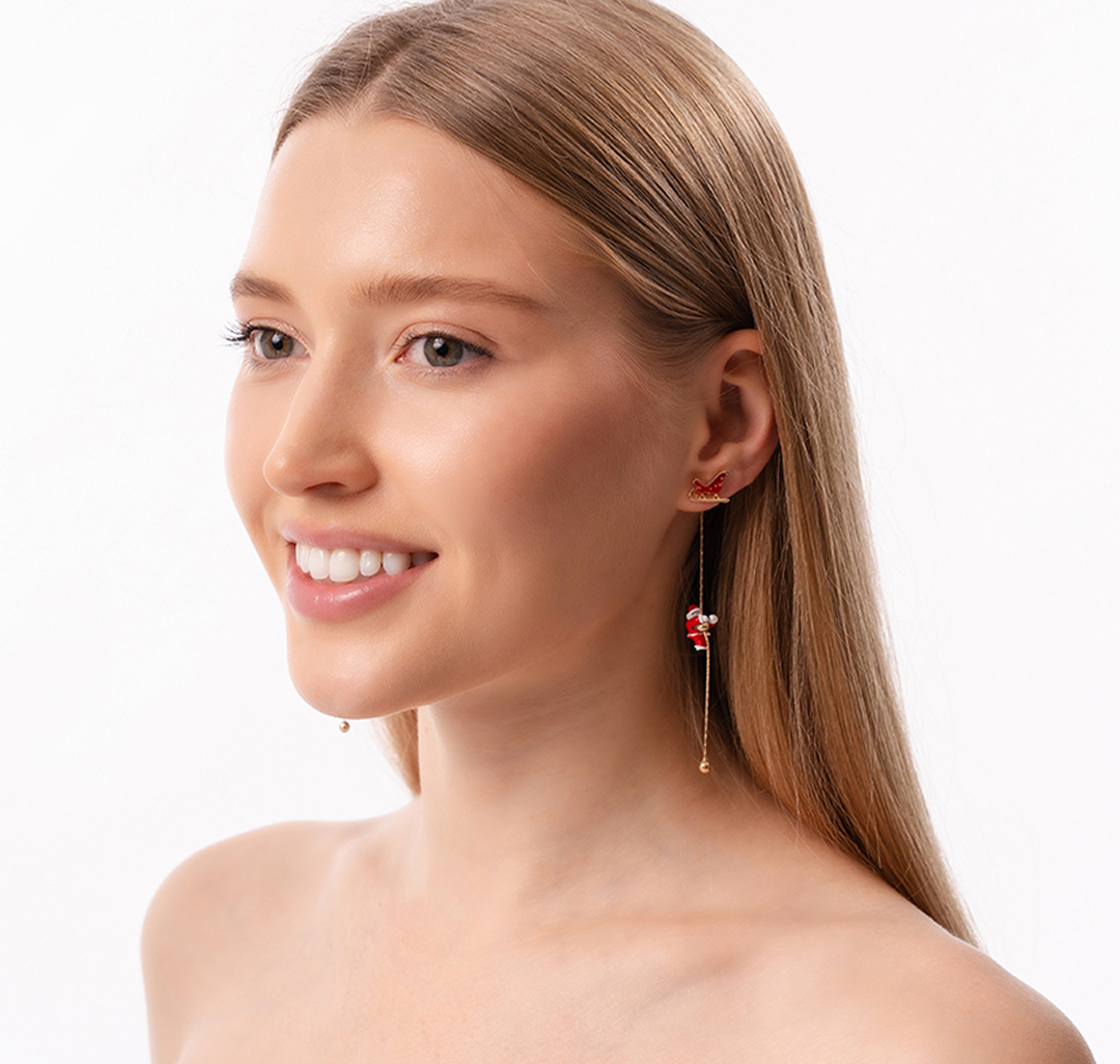 Набор серег (2 пары) Мармалато, цвет Золото-красный-белый #3