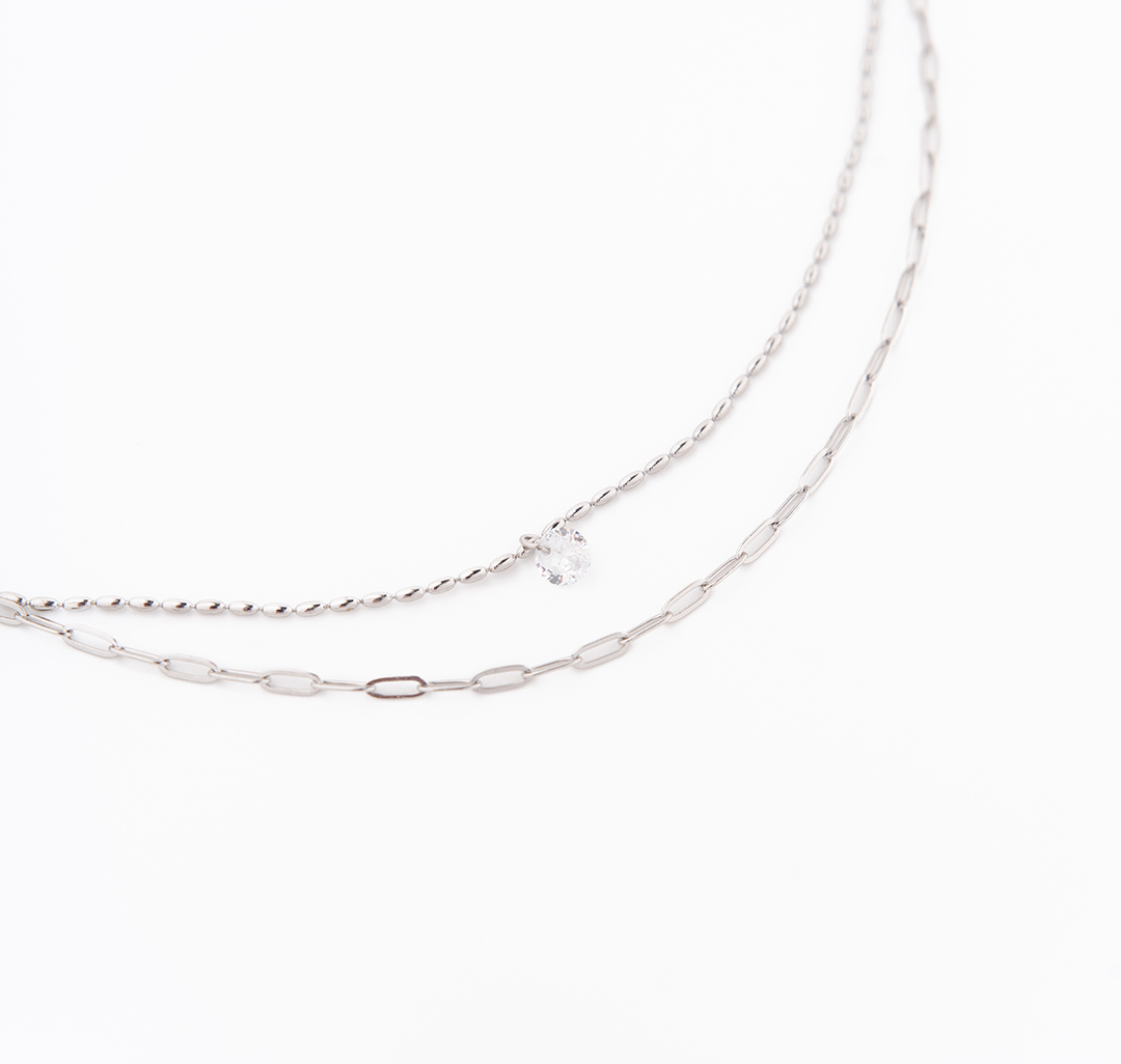 Колье Мармалато, цвет Серебро-прозрачный #2