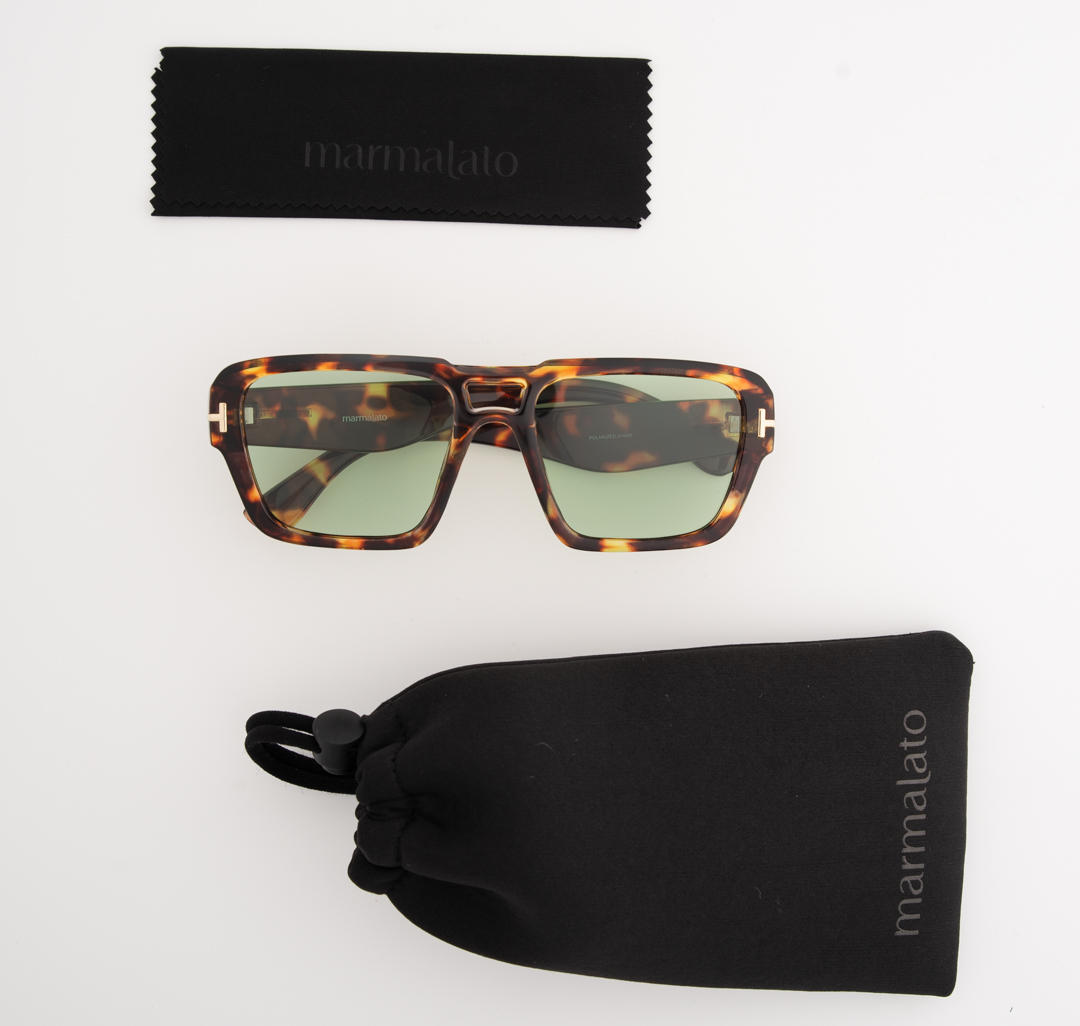 Очки с чехлом Мармалато, цвет черный-зеленый-золото #7