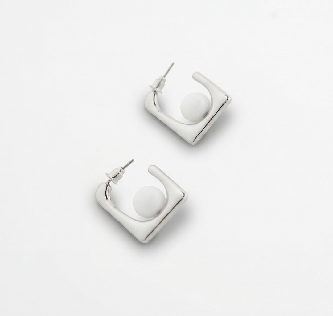 Серьги Мармалато, цвет белое серебро-белый #5