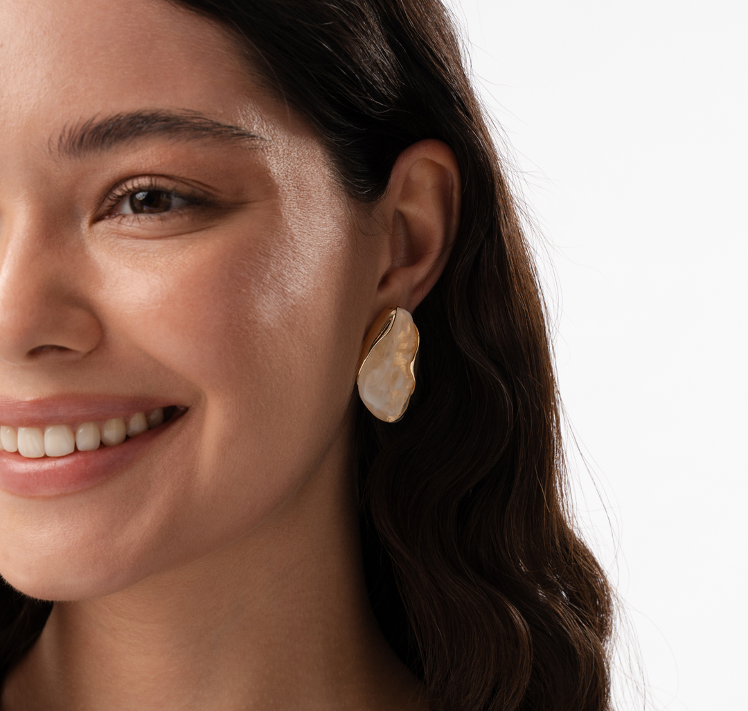 Серьги Мармалато, цвет молочный-золото #1