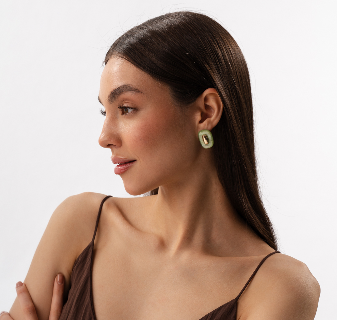 Серьги Мармалато, цвет зеленый-золото #2