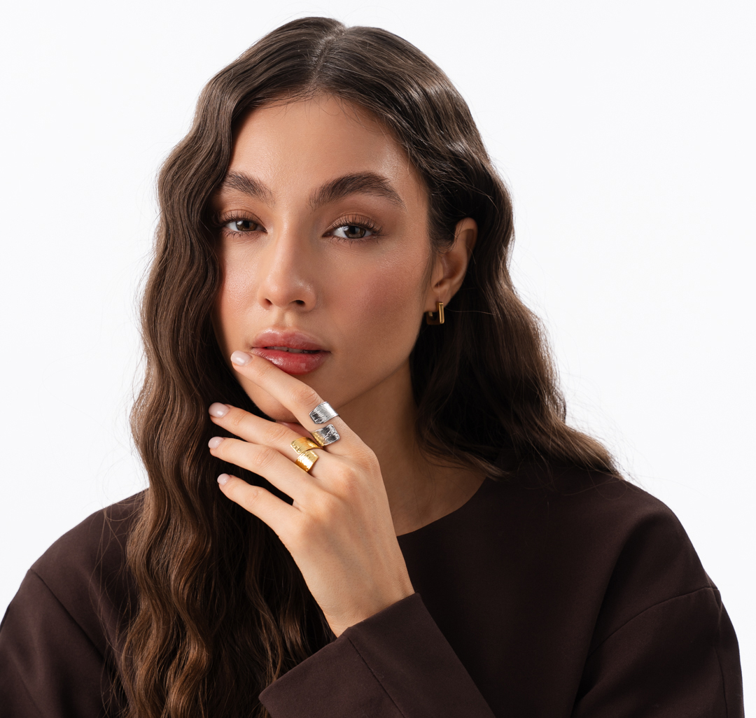 Набор колец (2 шт) Мармалато, цвет Серебро-золото #2