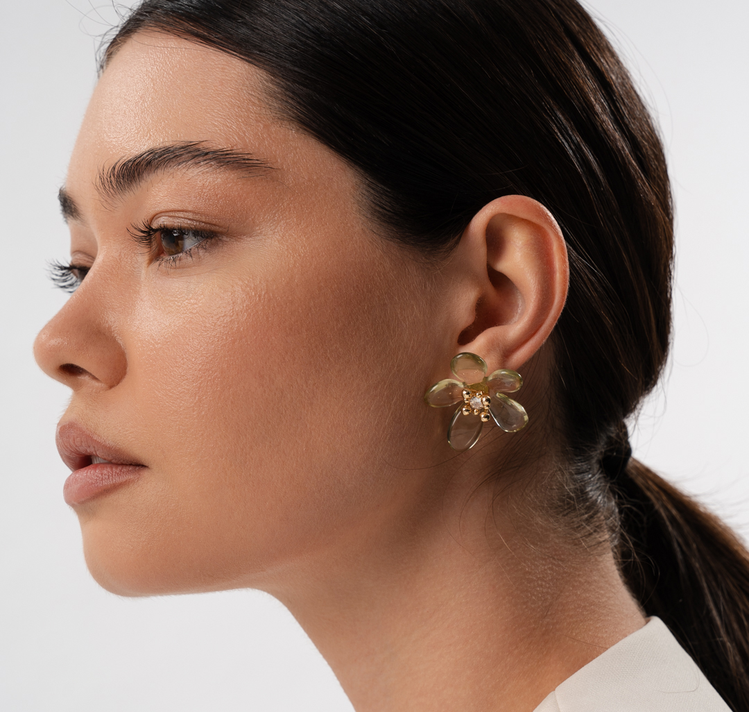 Серьги Мармалато, цвет светло-зеленый-золото #2