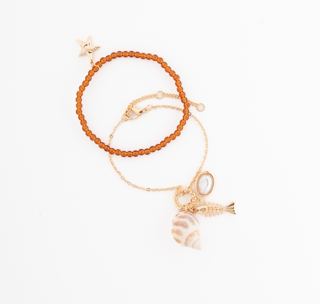 Набор браслетов (2 шт) Мармалато, цвет золото-коричневый-мультиколор #3