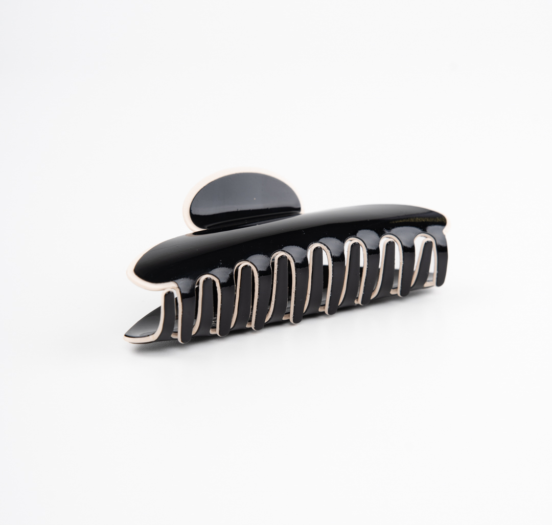 Заколка-краб Мармалато, цвет черный-молочный #4