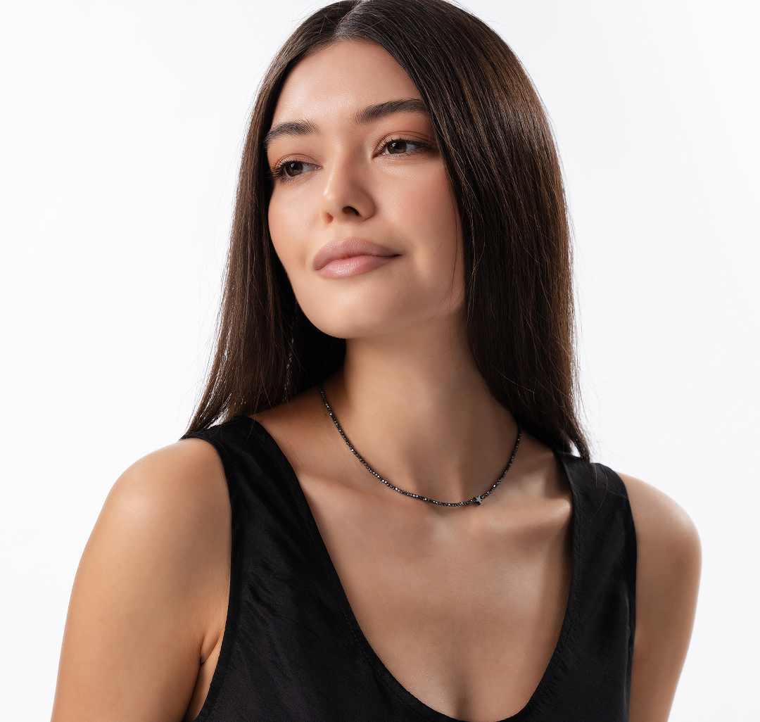 Колье Мармалато, цвет Черный-белое серебро #4