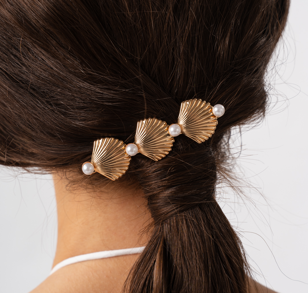 Зажим Мармалато, цвет золото-белый жемчуг #2