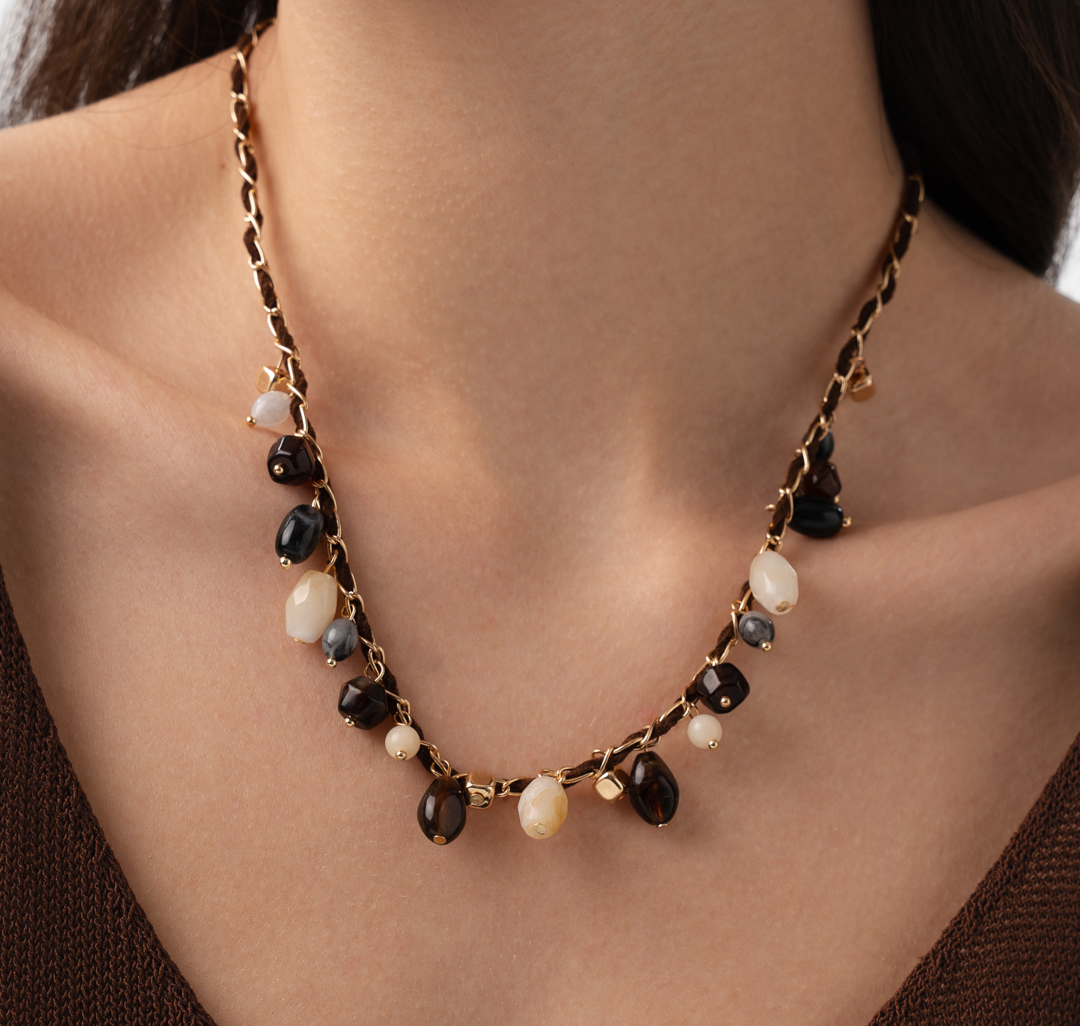 Колье Мармалато, цвет коричневый-золото-мультиколор #1
