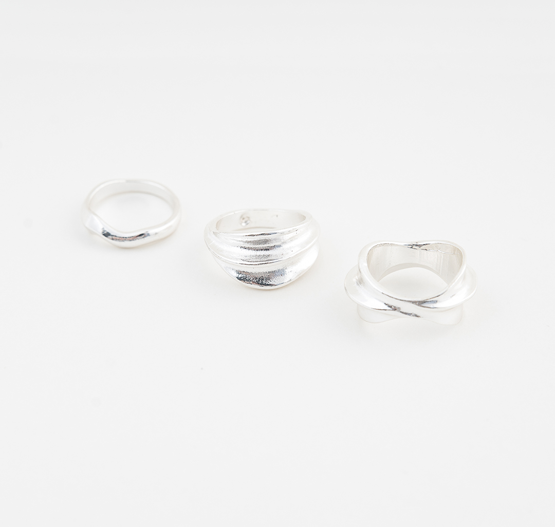 Набор колец (3 шт) Мармалато, цвет белое серебро #1